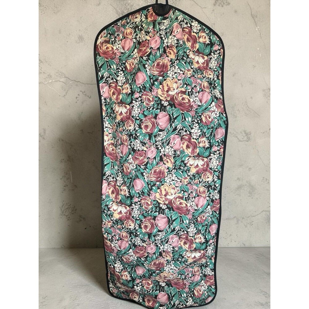 Vintage Floral Garment Bag Taiwan 48x19.5 Zippered Dress Clothes Travel Storage - Picture 14 of 15